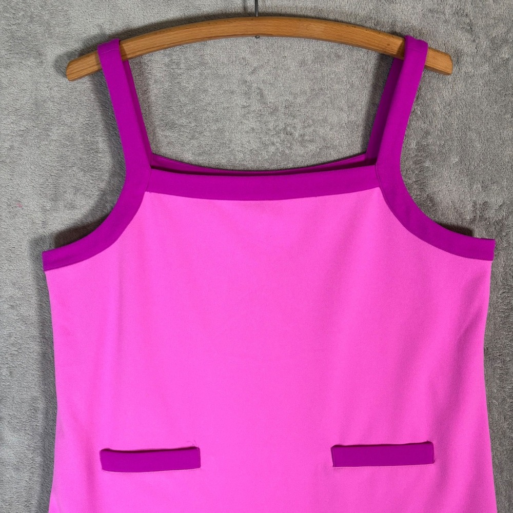 Trina Turk Pink Purple Colorblock Shift Dress Sleeveless Square Neck XL Mod - Picture 5 of 12